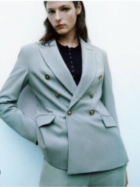 ZARA | Double Breasted Blazer Blue Sz S